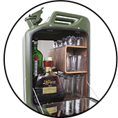 Barcabinet armygreen walnut open kopi